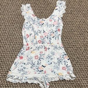 Kendall & Kylie Floral Shorts Romper with Lace